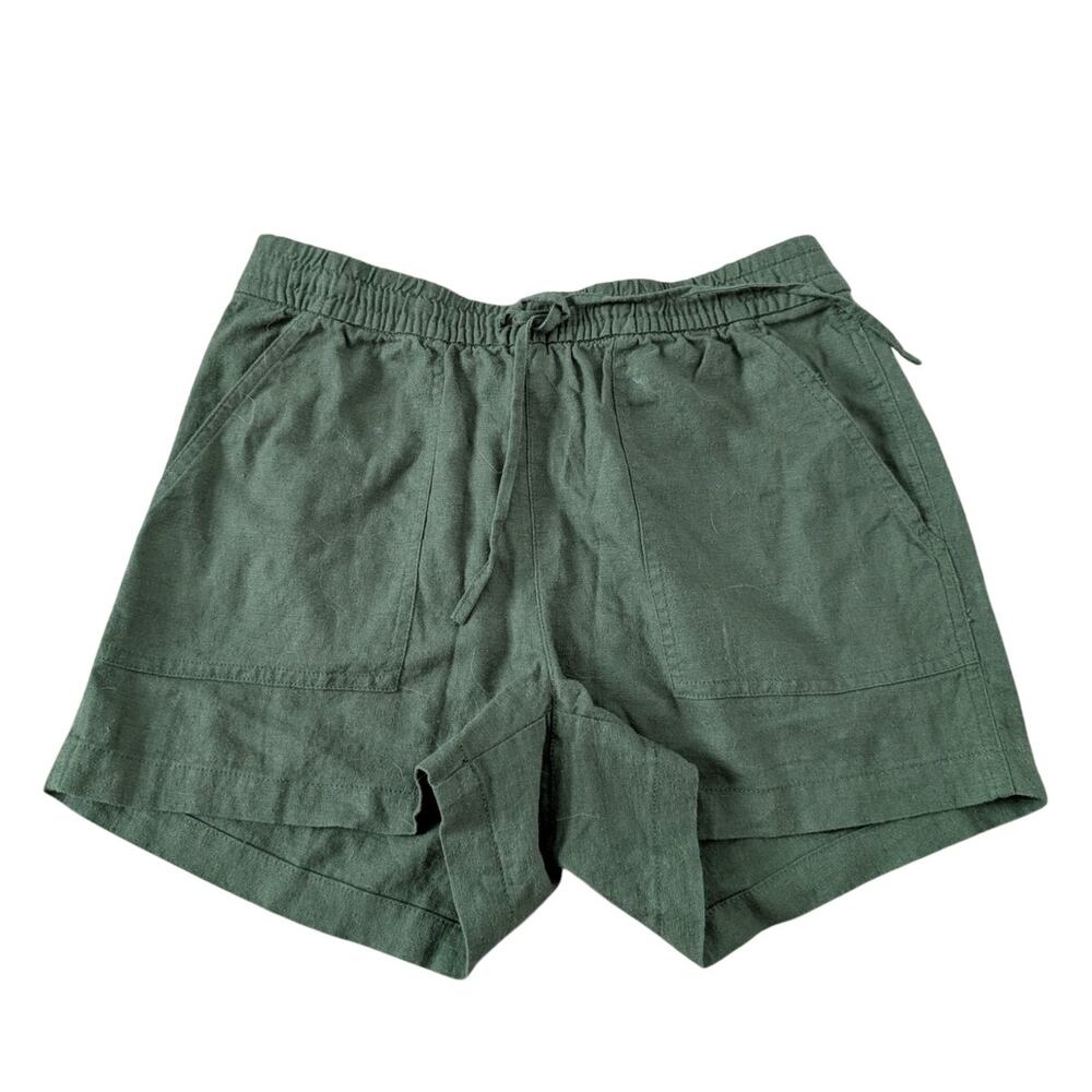 NWT J Crew XXS Linen Army Green Mini Casual Pull On Shorts